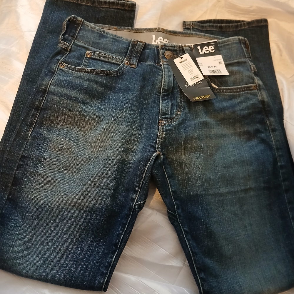 Lee Blue Slim Straight Jeans Premium Denim